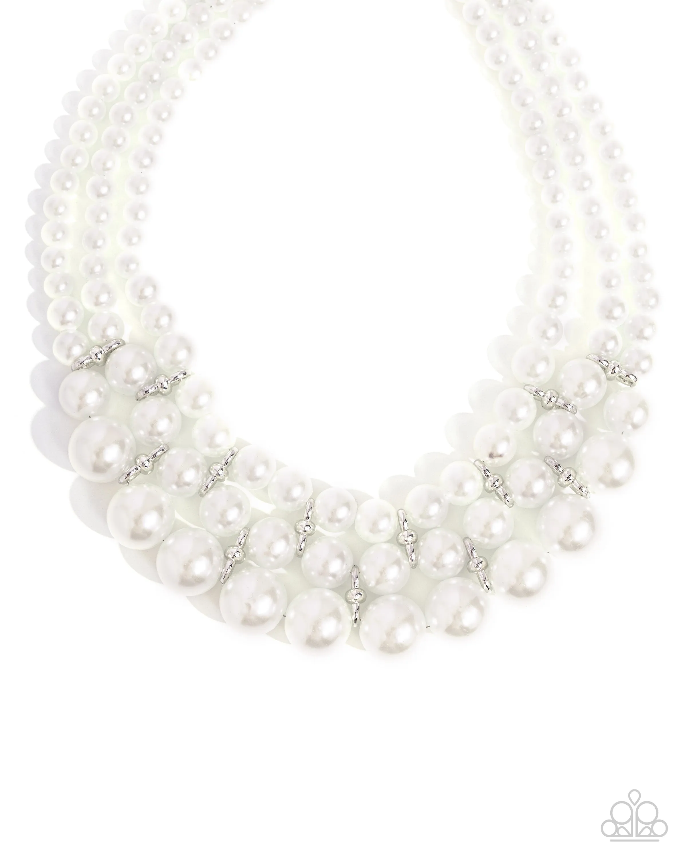 Paparazzi Glossy Gala - White Pearl Necklace