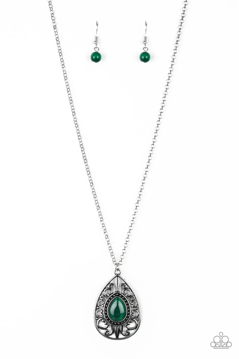 Paparazzi Modern Majesty Green Necklace Set