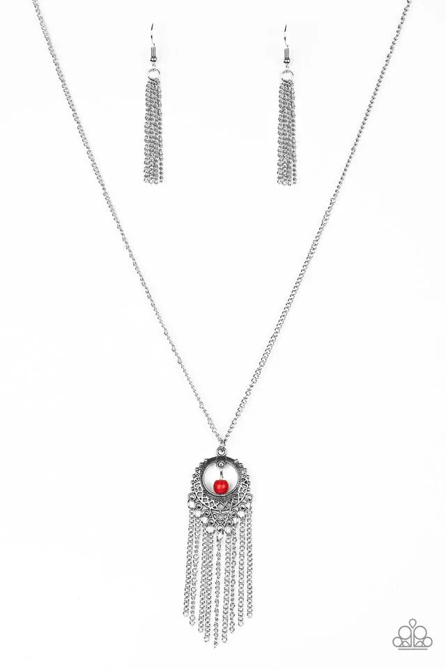 Paparazzi Necklace ~ Western Weather - Red