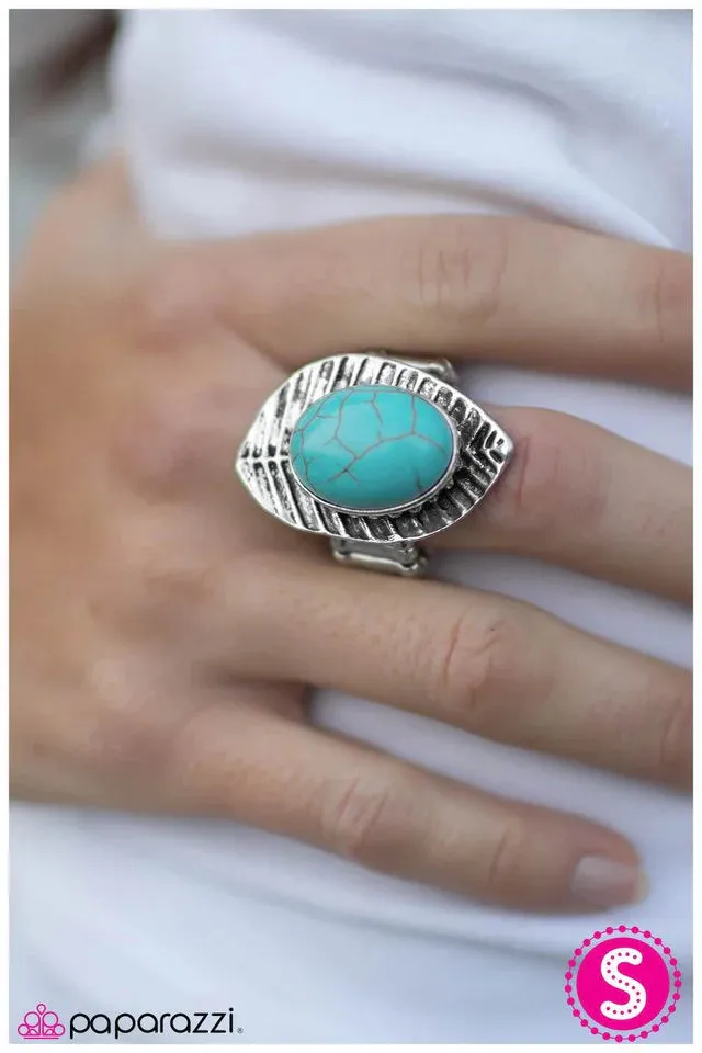 Paparazzi Ring ~ LEAF No Stone Unturned - Blue