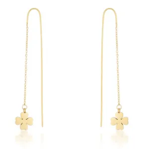 Patricia Gold Clover Threaded Drop Earrings | Stainless Steel