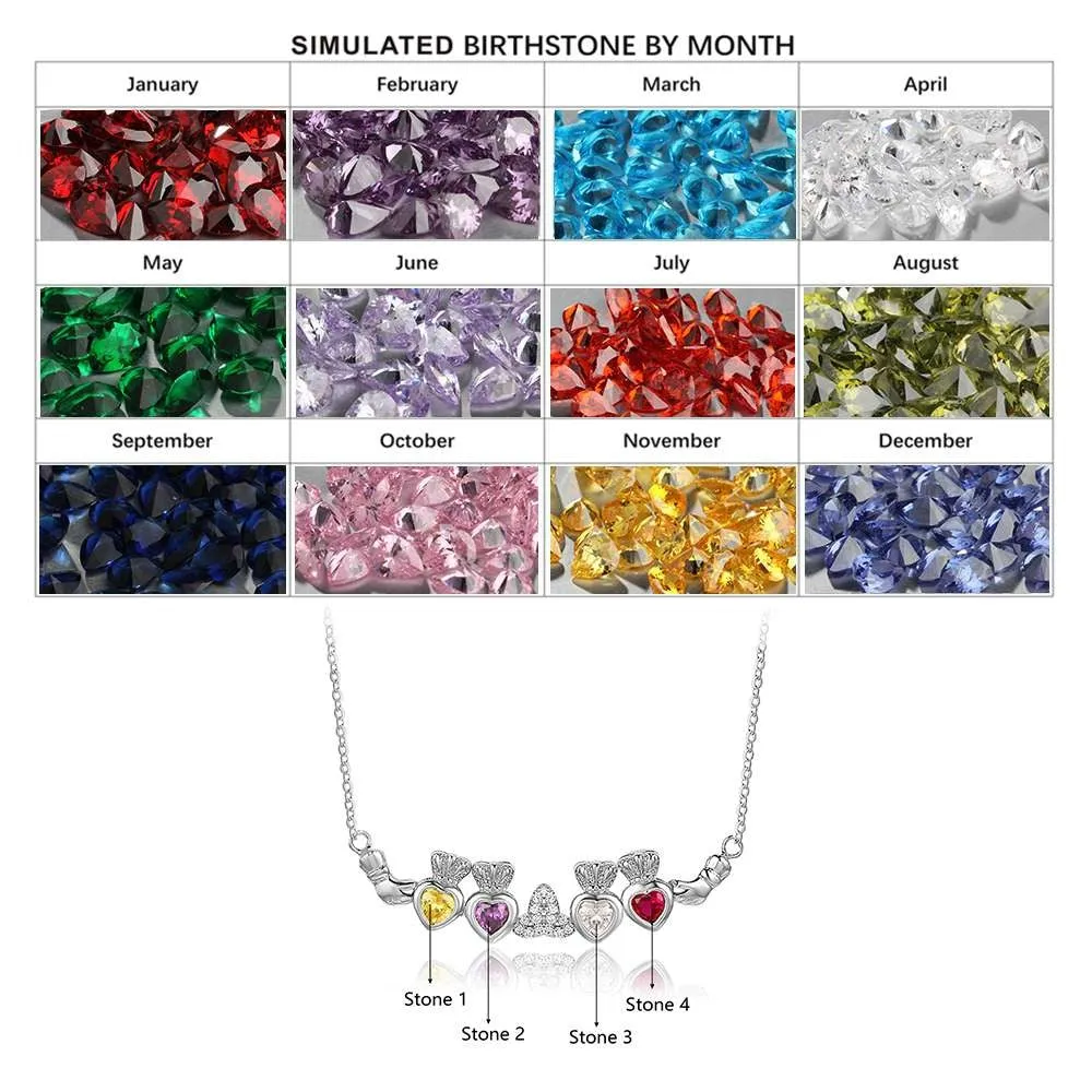 Personalized 4 Birthstone Necklace