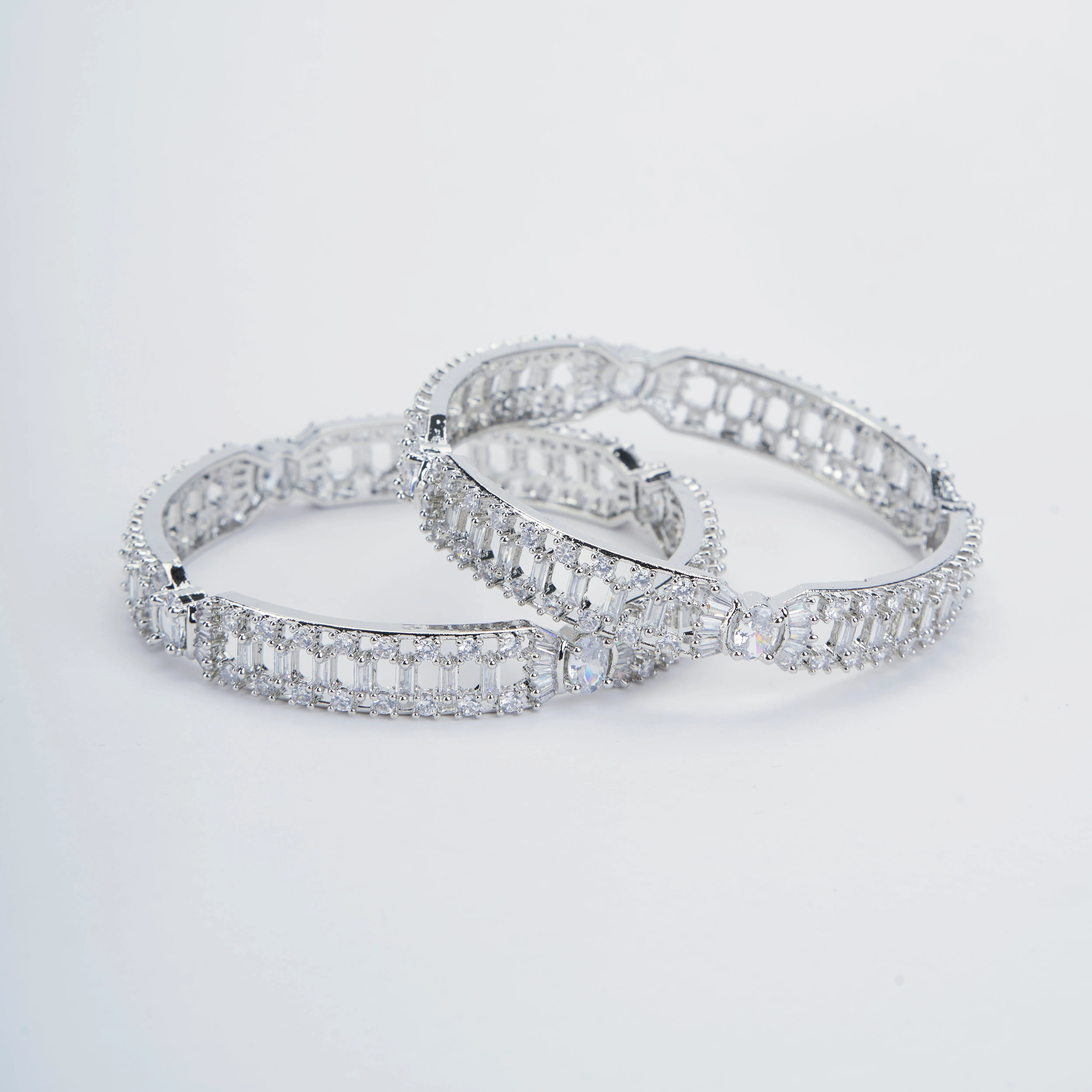 Pure Elegance Rhodium Bangles Set (Pack of 2)