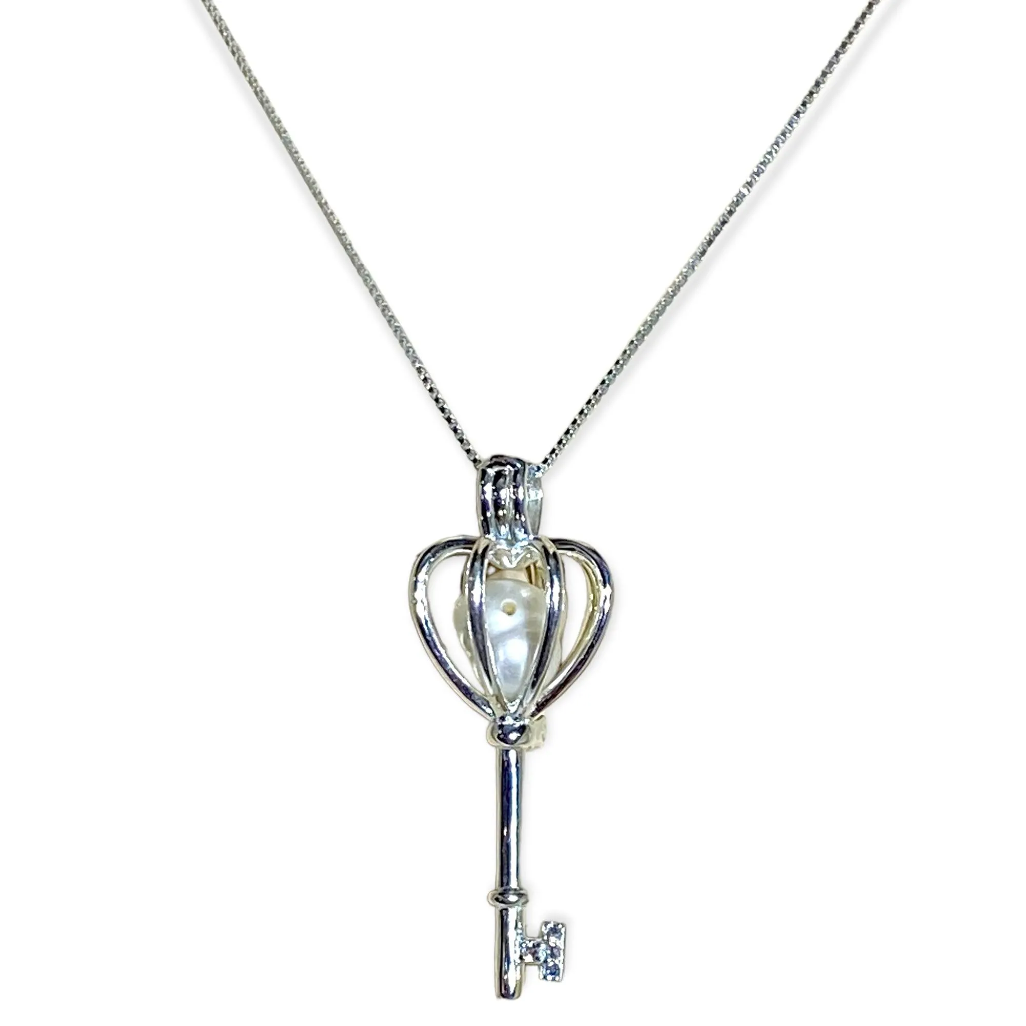 Queen's Crown Skeleton Key Locket Necklace