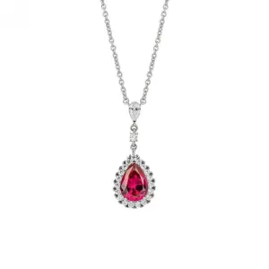 Red Zirconia Teardrop Pave Surround Necklace N4501