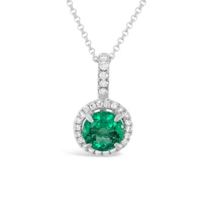 Regal Collection® Emerald & Diamond Pendant Necklace | White Gold