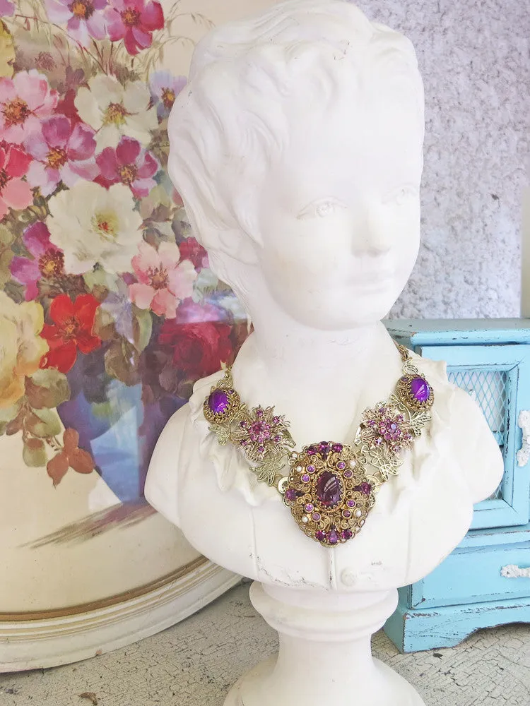 Regal Purple Statement Collar Necklace