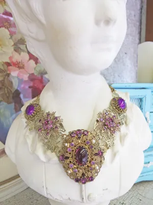 Regal Purple Statement Collar Necklace