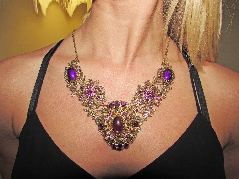 Regal Purple Statement Collar Necklace