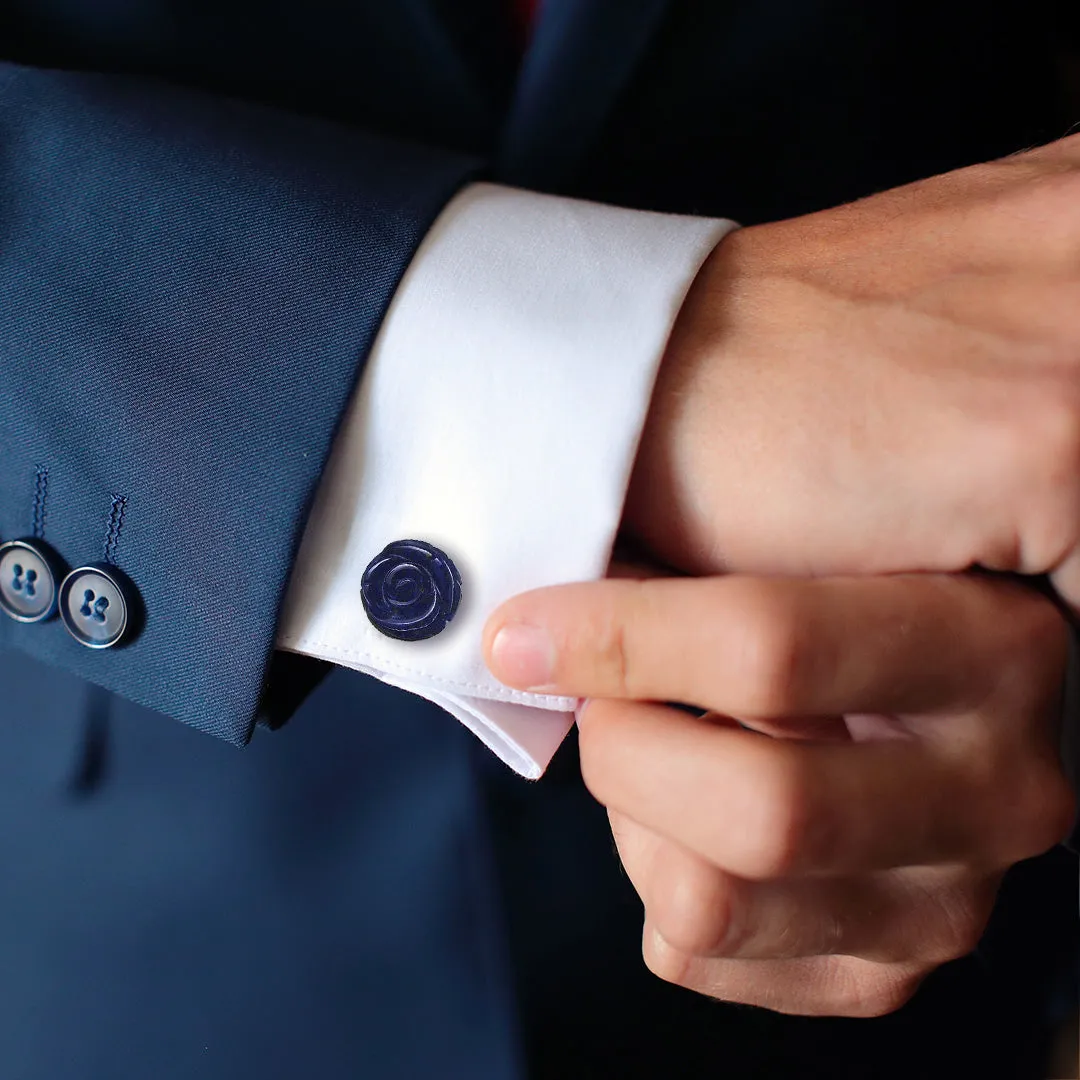 Rose Carved Sterling Cufflinks