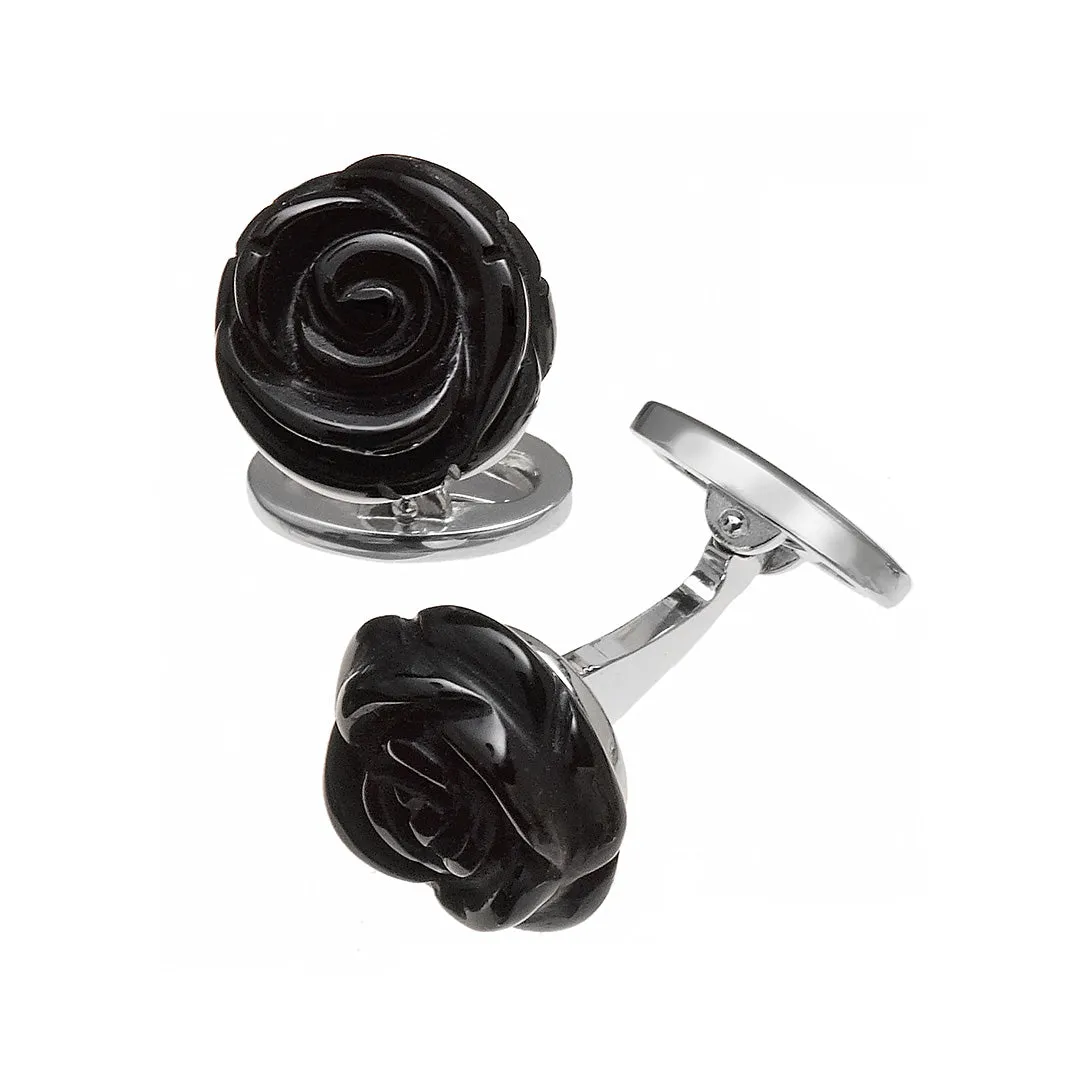 Rose Carved Sterling Cufflinks