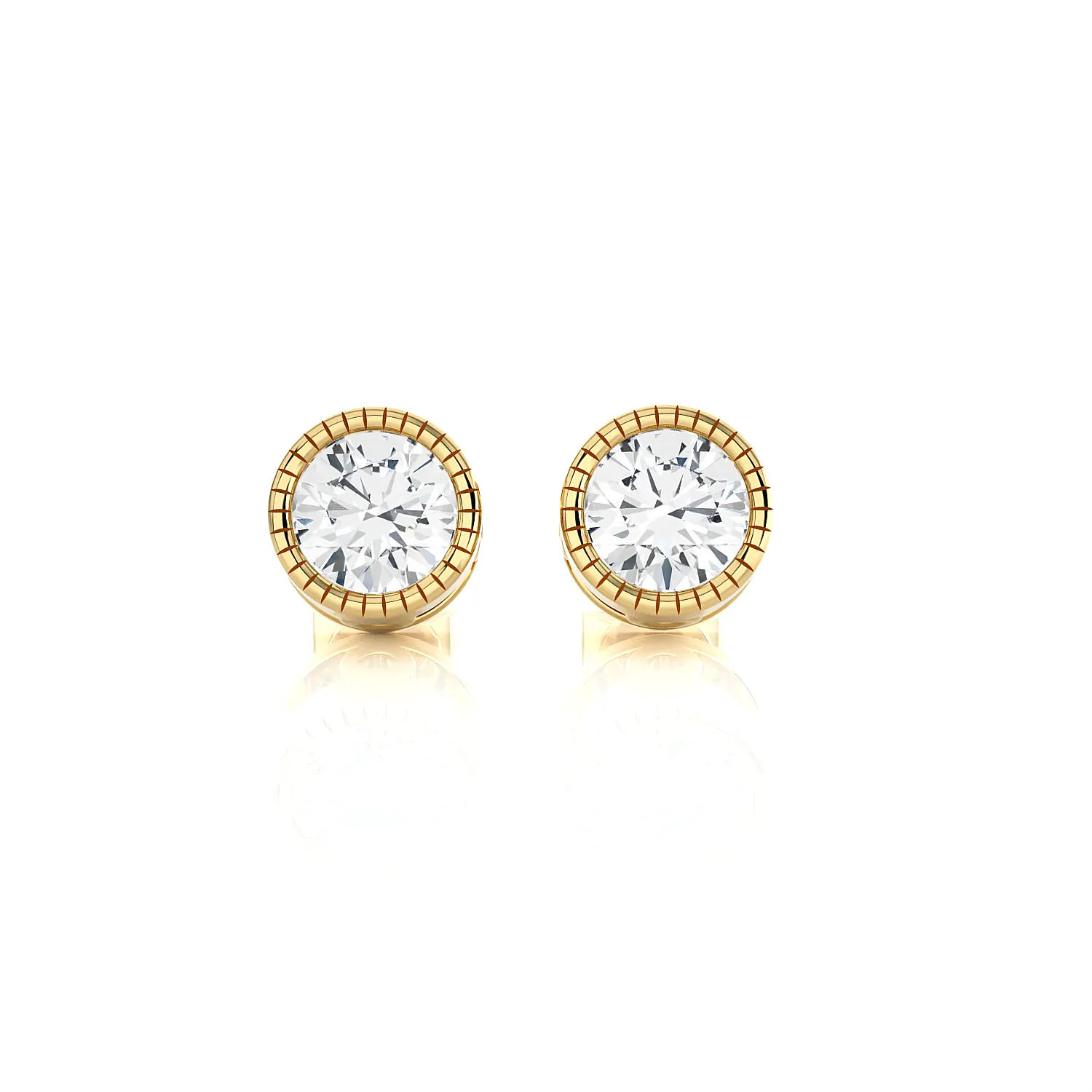 Round Lab Grown Diamond Bezel Set Solitaire Stud Earrings