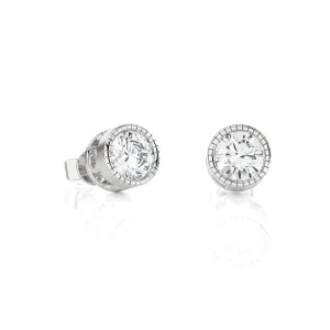 Round Lab Grown Diamond Bezel Set Solitaire Stud Earrings