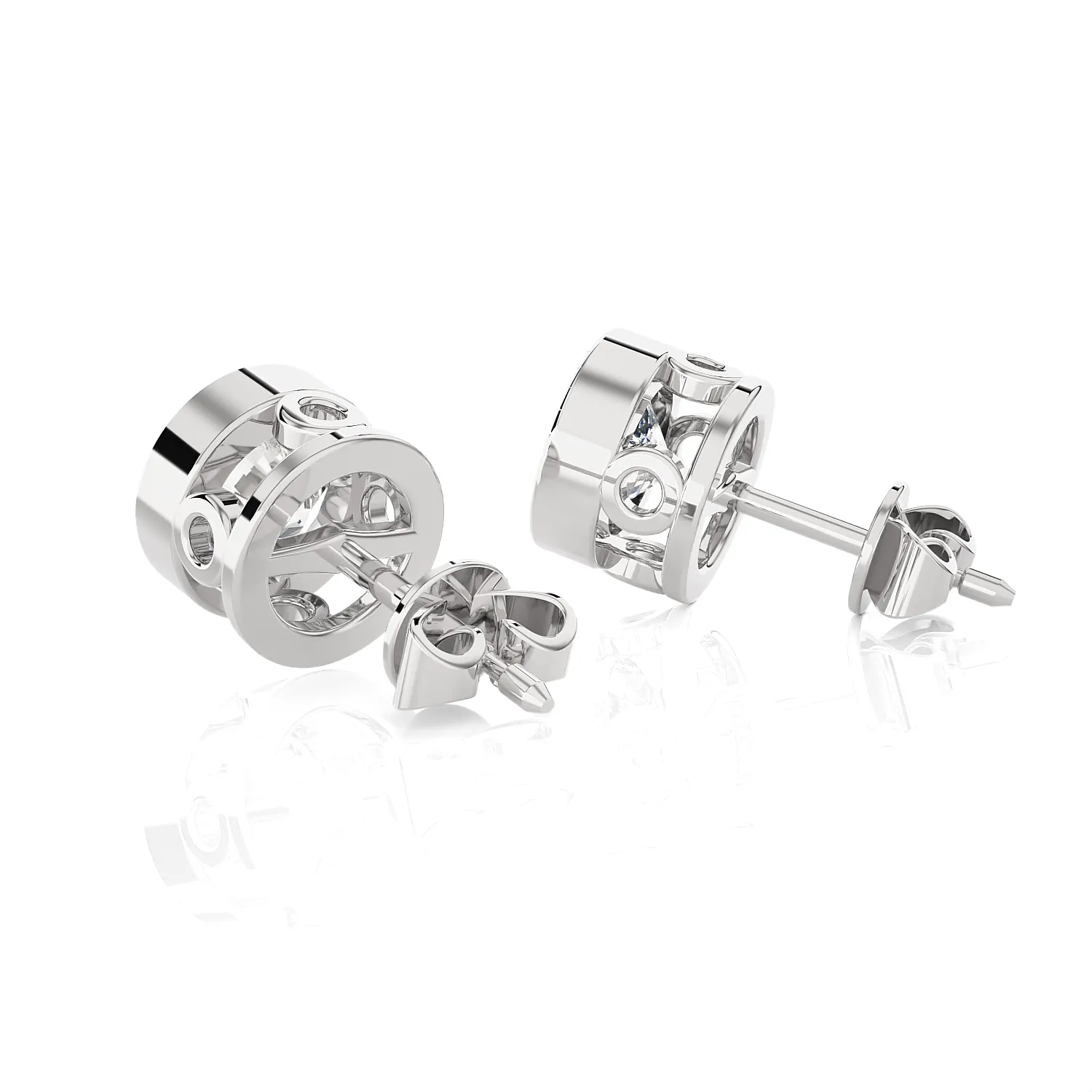 Round Lab Grown Diamond Bezel Set Solitaire Stud Earrings