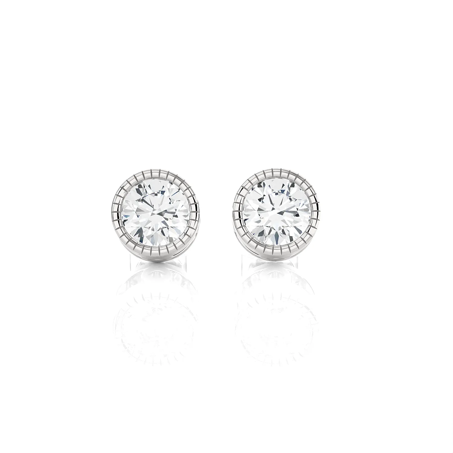 Round Lab Grown Diamond Bezel Set Solitaire Stud Earrings