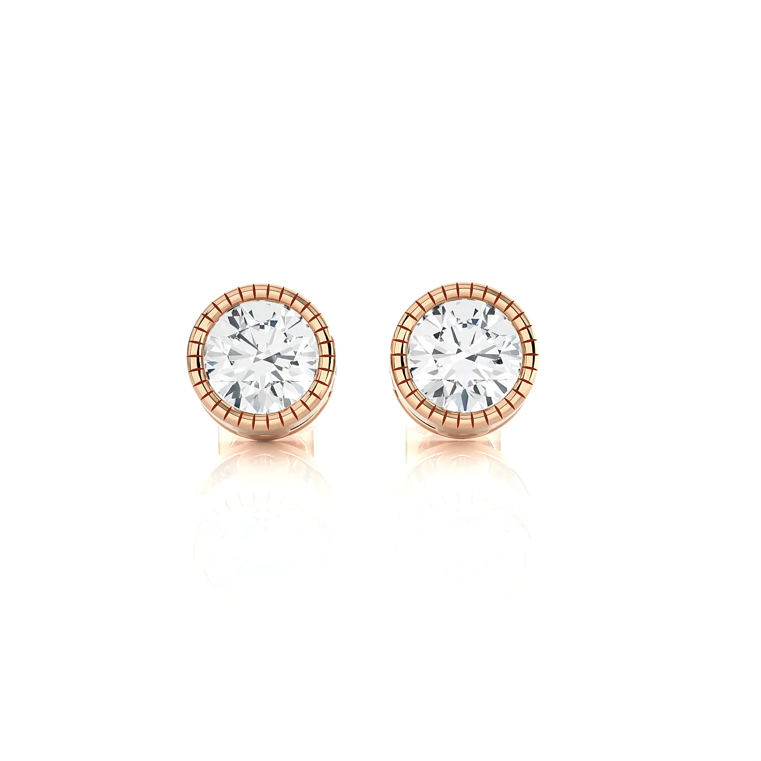 Round Lab Grown Diamond Bezel Set Solitaire Stud Earrings