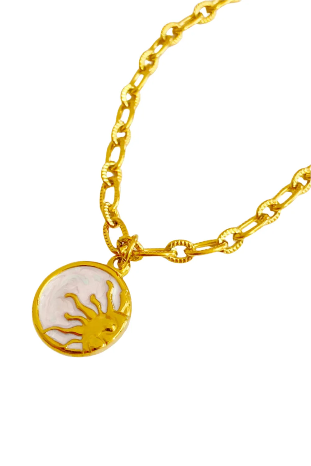 Round Pendant Stainless Steel Sun and Moon Necklaces