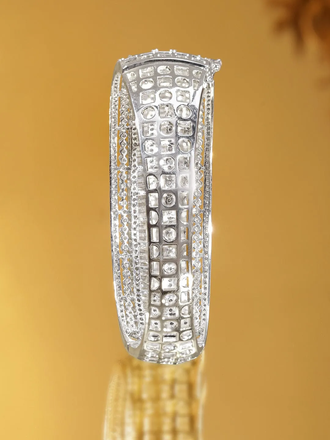 Rubans Rhodium plated Baguette Crystal Zirconia Exquisite Demi - Fine Statement bracelet