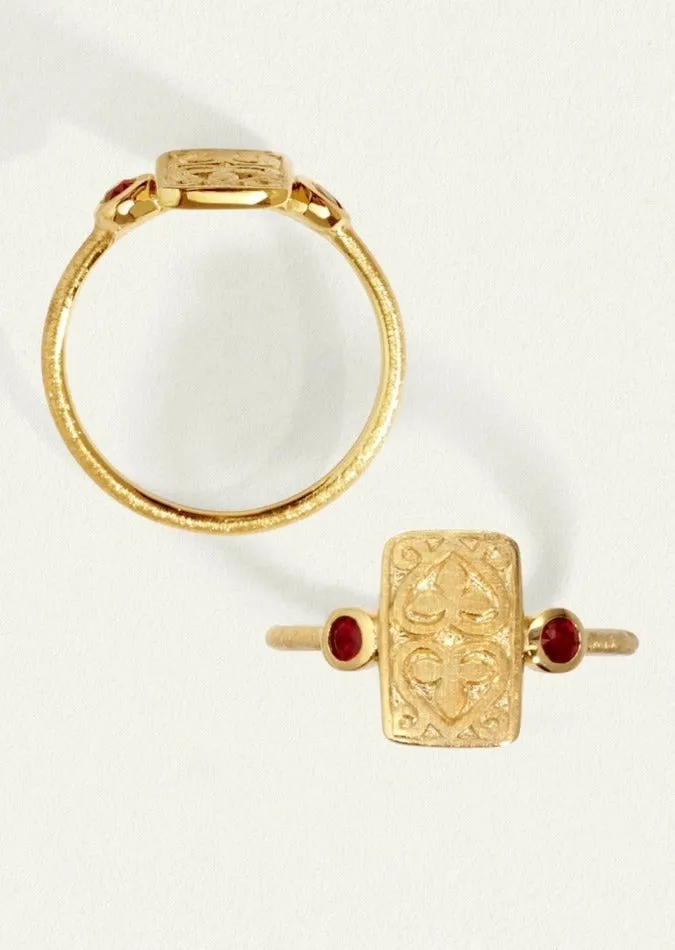 Ruby Seal Ring Gold Vermeil