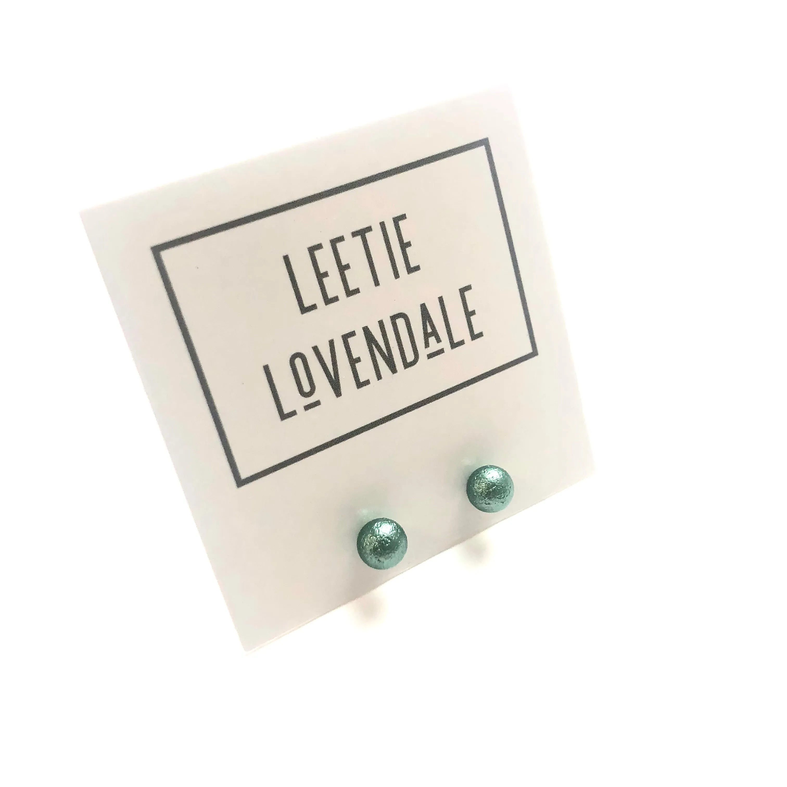 Sea Glass Green Pitted Lucite Tiny Ball Stud Earrings