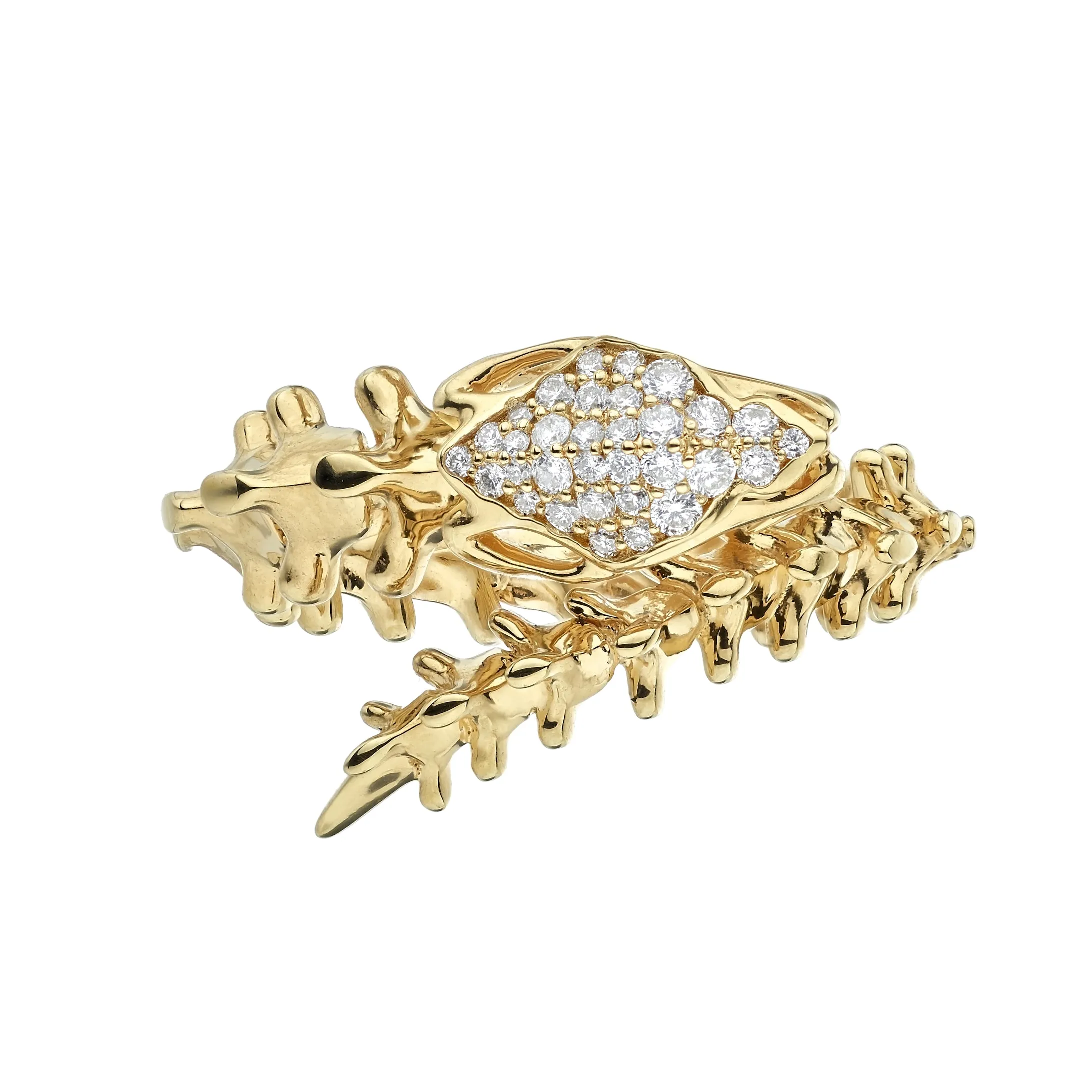 Serpent's Trace Wrap Ring - Yellow Gold Vermeil & Diamond Pavé