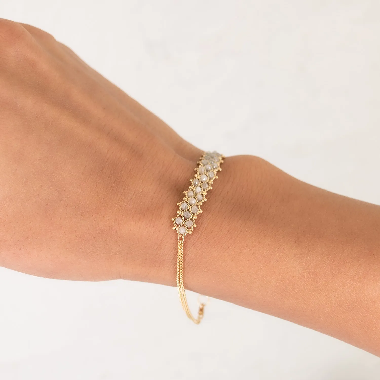 Silver Diamond Petite Woven Bracelet