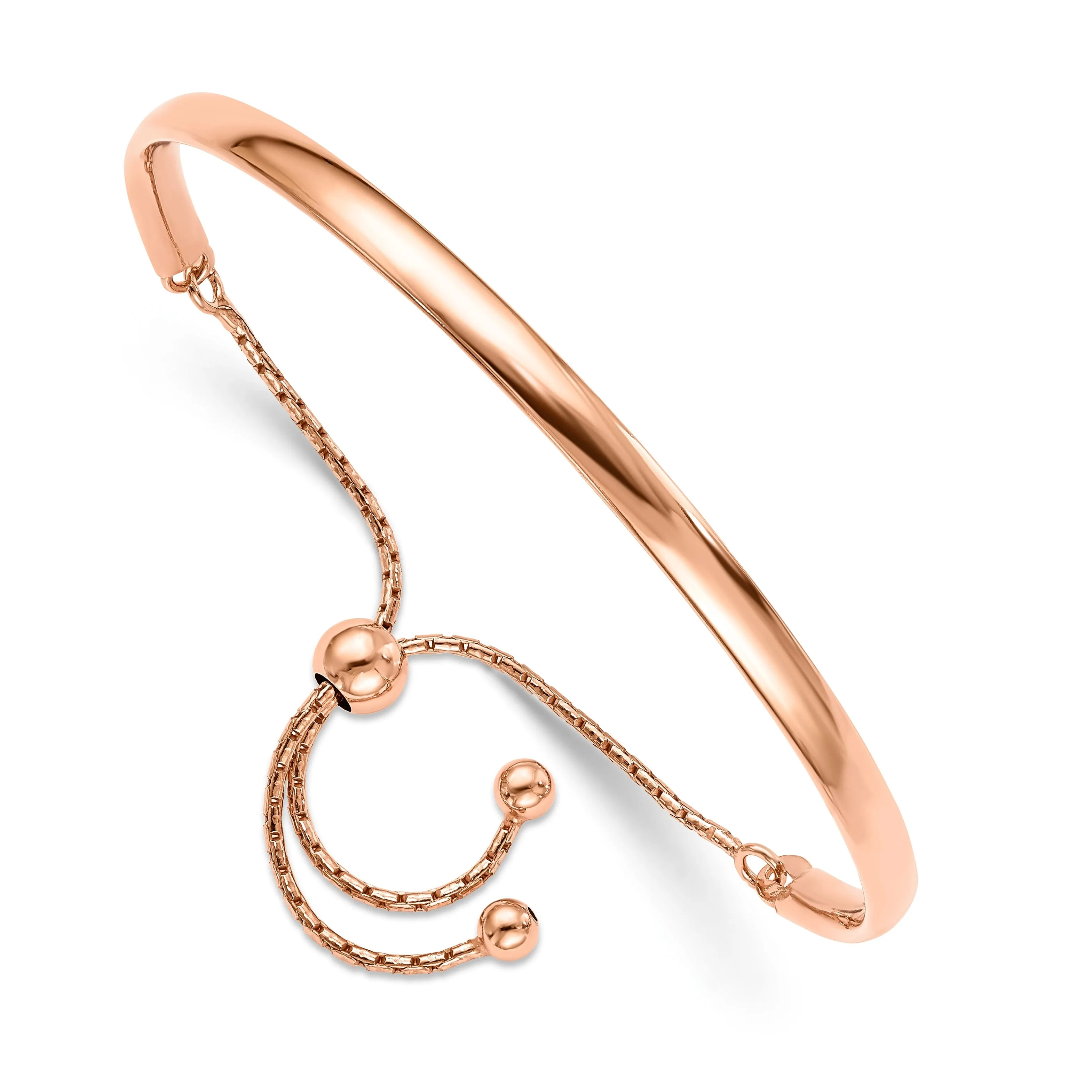 Silver Rose Gold Polished Adjustable Bangle