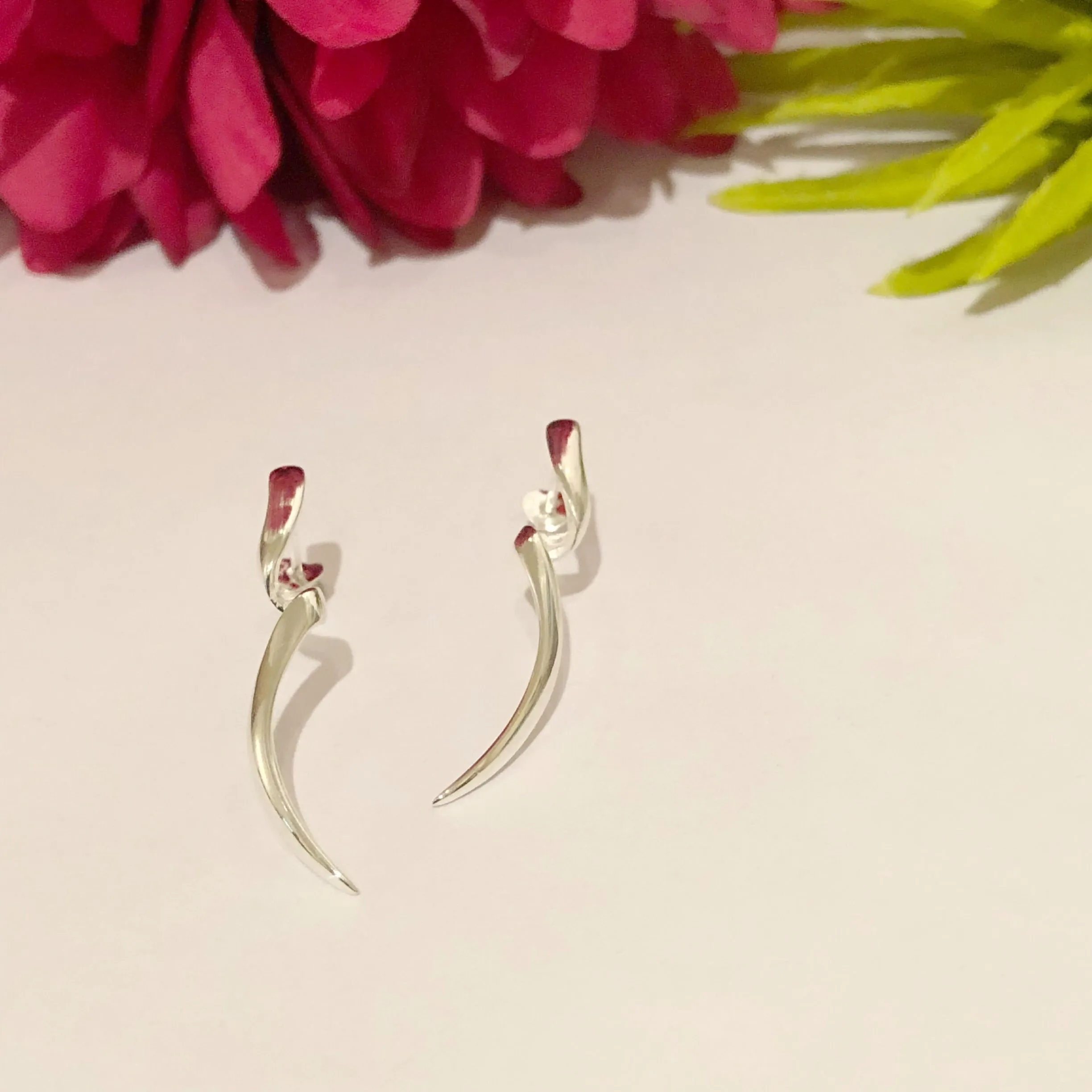 Silver Twist Stud Earrings - VE105