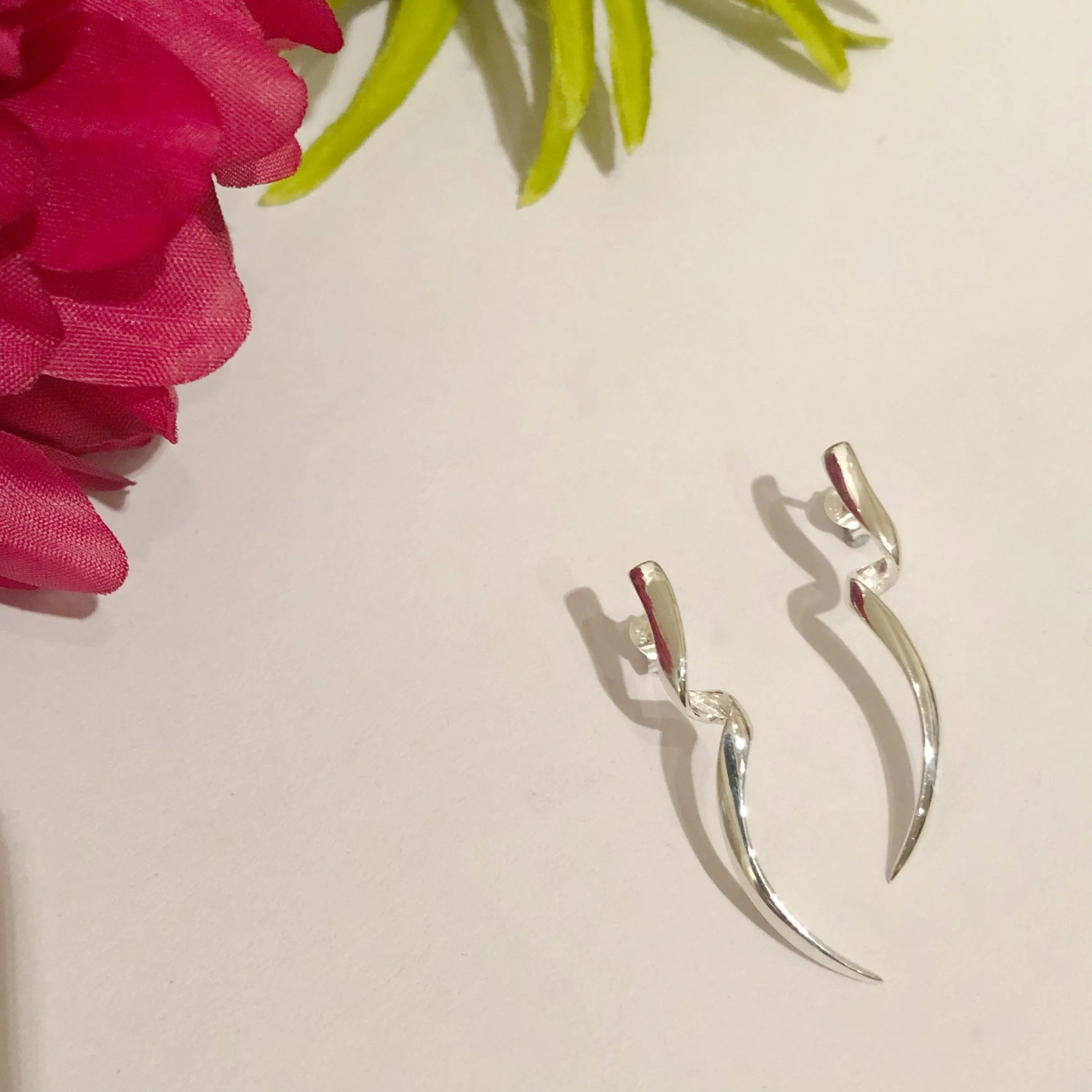 Silver Twist Stud Earrings - VE105