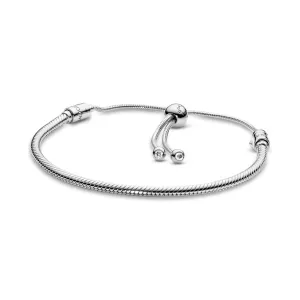 Snake chain silver bracelet with clear cubic zirconia