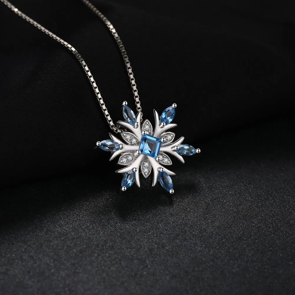 Snowflake Natural Topaz Pendant 925 Sterling Silver Choker