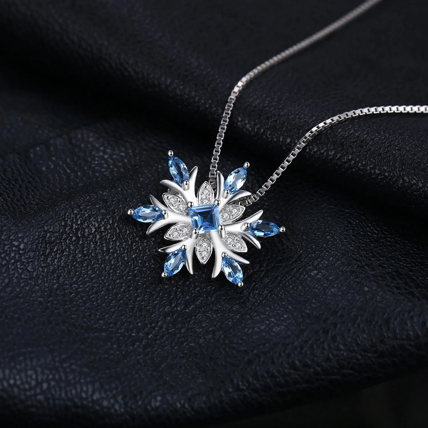 Snowflake Natural Topaz Pendant 925 Sterling Silver Choker