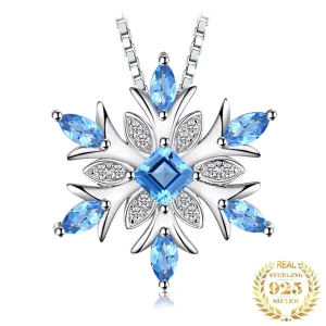 Snowflake Natural Topaz Pendant 925 Sterling Silver Choker