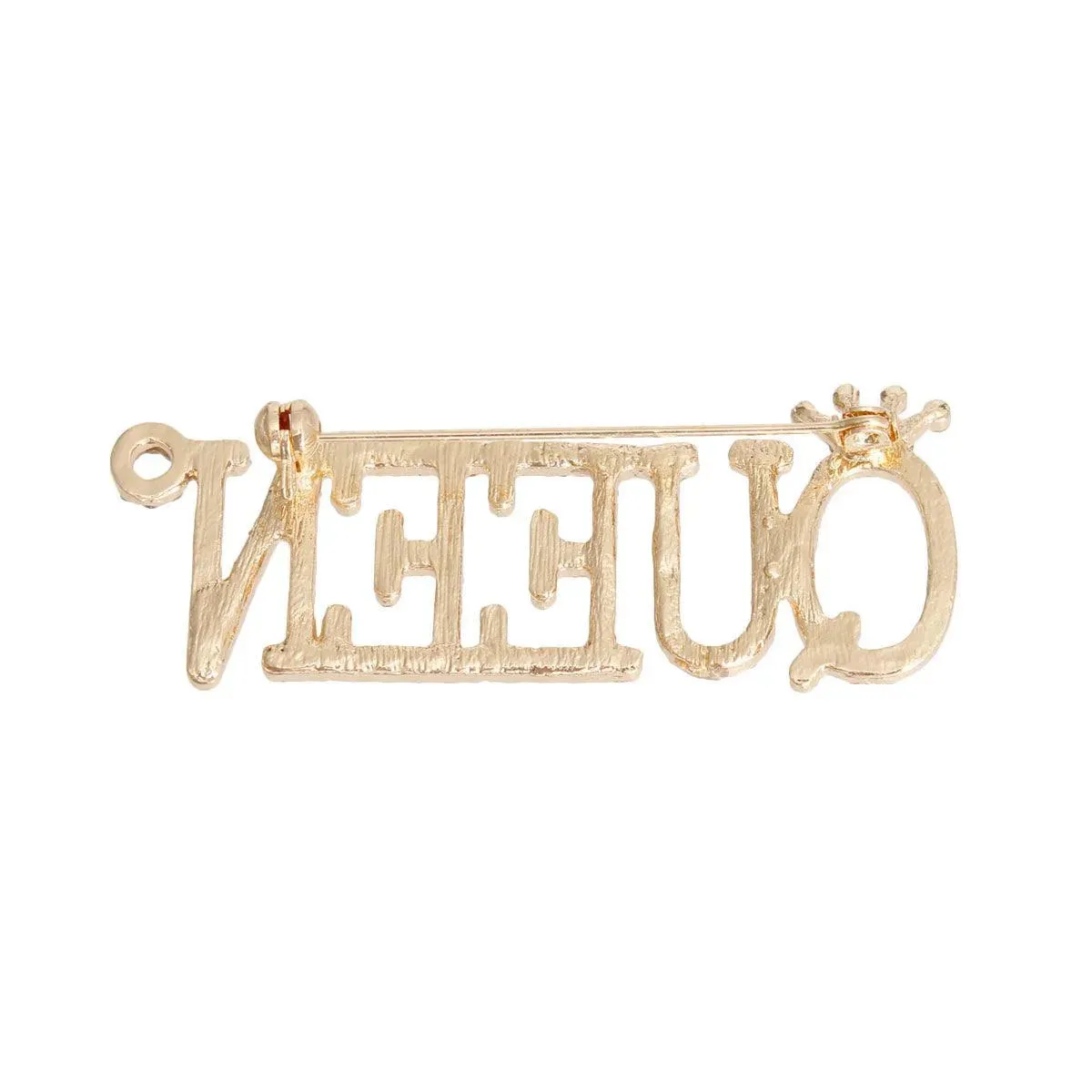 Statement Fashion Brooch: Exquisite Gold Rhinestones Queen