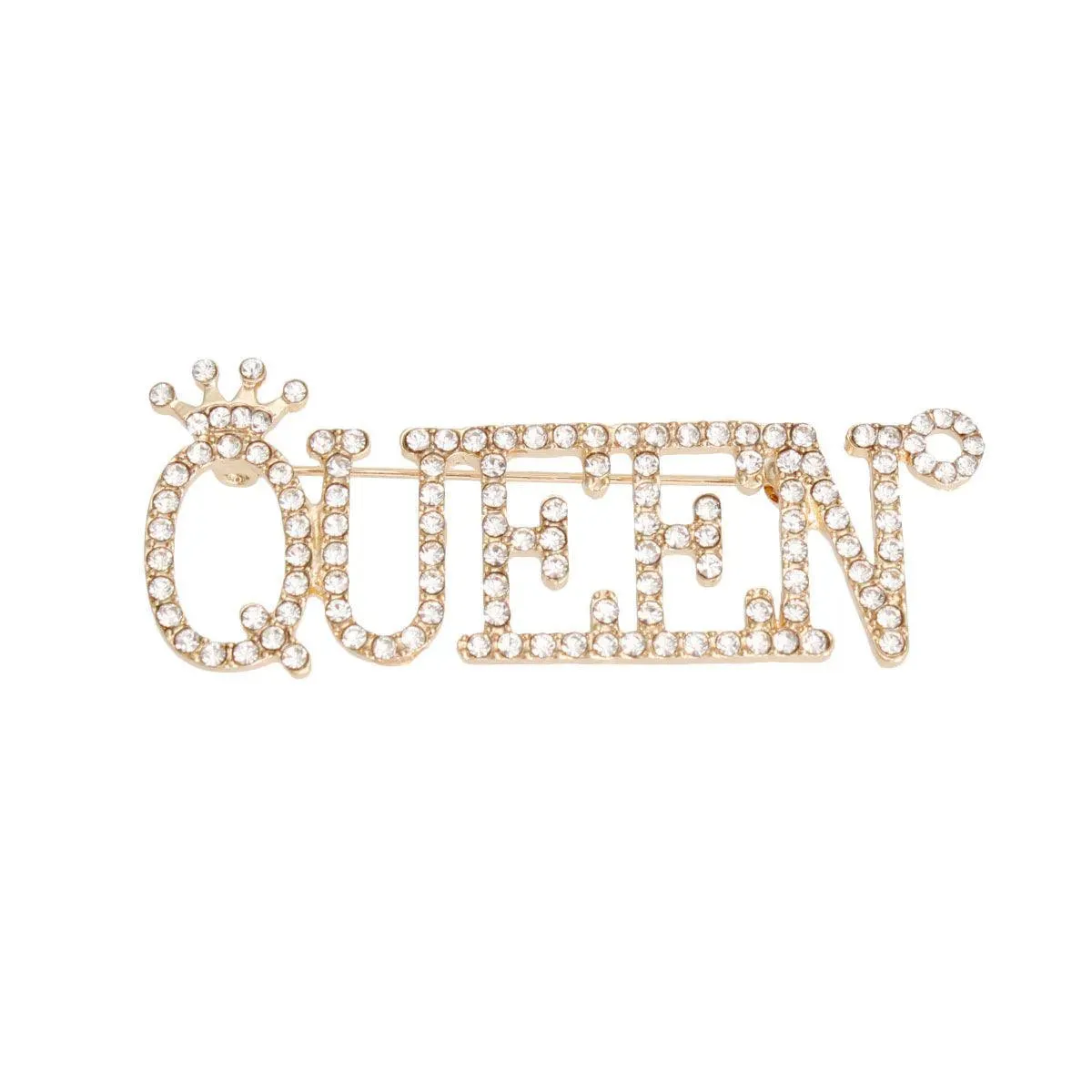 Statement Fashion Brooch: Exquisite Gold Rhinestones Queen