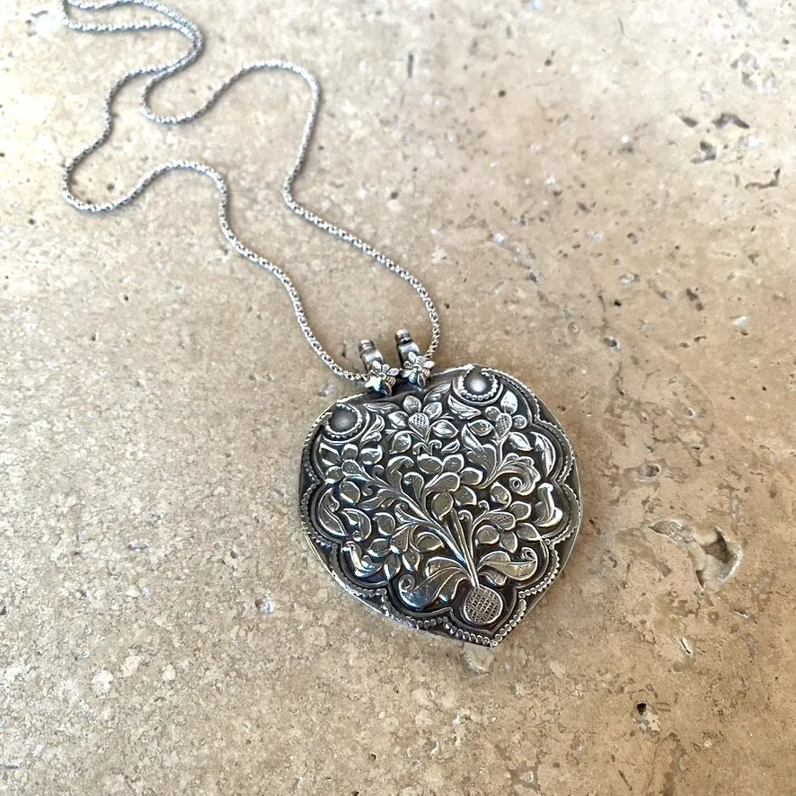 Sterling Silver Blossom Engraved Pendant