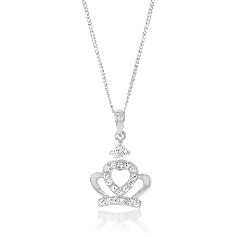 Sterling Silver Cubic Zirconia Small Crown Pendant