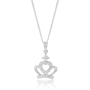 Sterling Silver Cubic Zirconia Small Crown Pendant