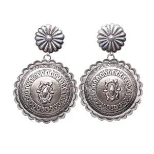 Sterling Silver Hand-stamped Concho Earrings | Eugene Charley