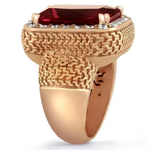 Sterling Silver Rose Gold Plated Semi-Precious Crystal Ruby Ring