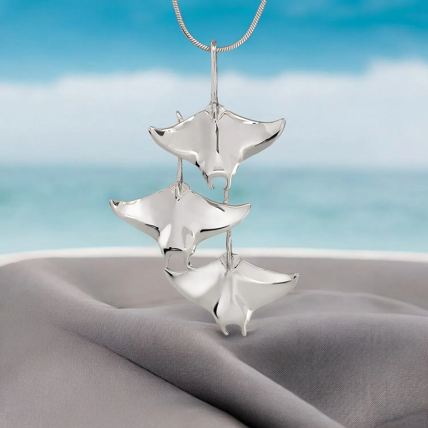 Stingray Necklace Sterling Silver- Manta Ray Necklace, Stingray Jewelry, Manta Ray Pendant, Scuba Diving Jewelry, Ocean Inspired Fine Jewelry