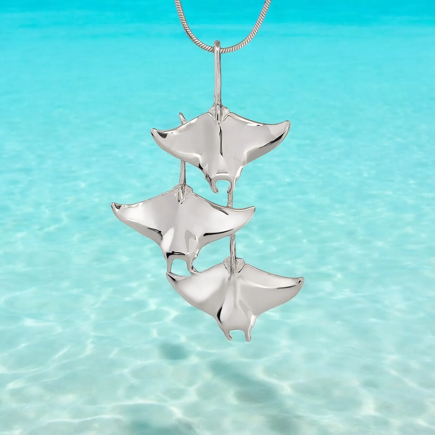 Stingray Necklace Sterling Silver- Manta Ray Necklace, Stingray Jewelry, Manta Ray Pendant, Scuba Diving Jewelry, Ocean Inspired Fine Jewelry