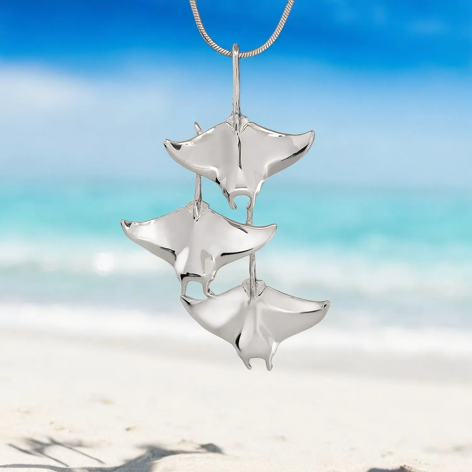 Stingray Necklace Sterling Silver- Manta Ray Necklace, Stingray Jewelry, Manta Ray Pendant, Scuba Diving Jewelry, Ocean Inspired Fine Jewelry