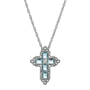 Symbols Of Faith Regal Filigree Crystal Cross Pendant Necklace 20"