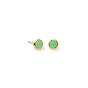 Theresa Stud Earrings Yellow Gold - Chrysoprase