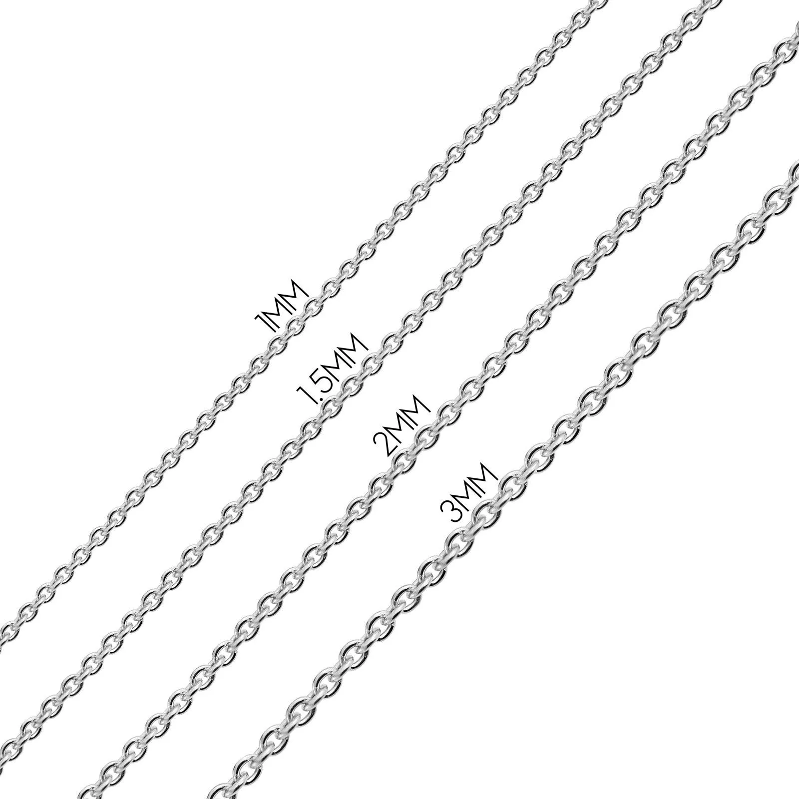 Thin 2MM Sterling Silver Rope Link Chain Necklace Nickel-Free Made in Italy