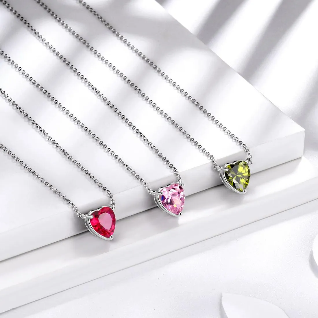 Tokyo Mart Birthstone Pendant Hearts Necklaces Birthstone Women Girls Jewelry Birthday Gift