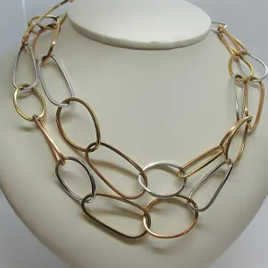 Two Tone Gold  Large Link Chain Necklace