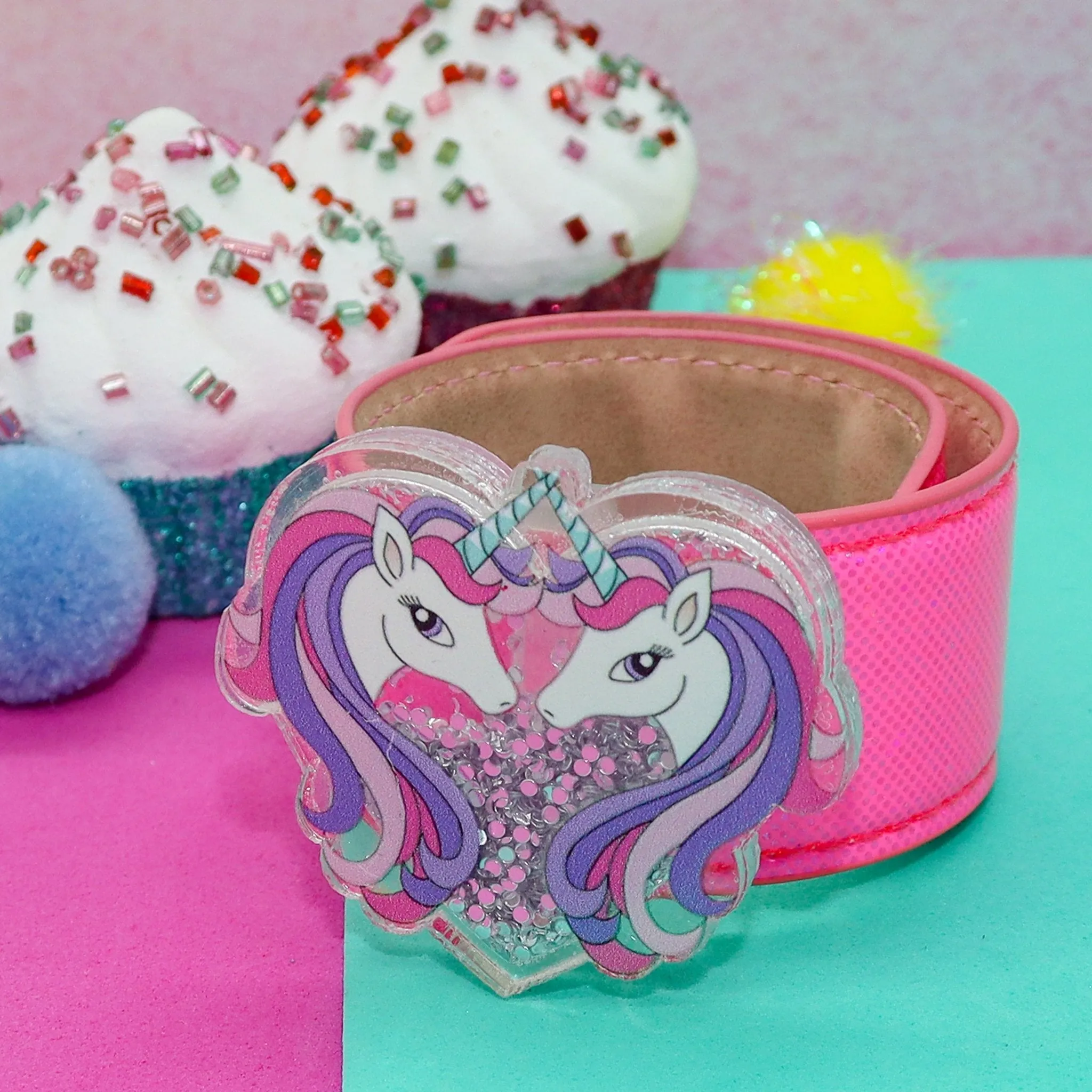 Unicorn Slap Bracelet with Glitter Shaker Charm