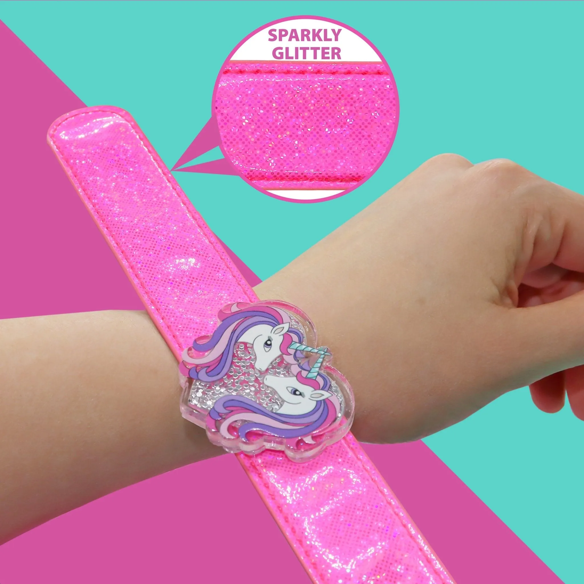 Unicorn Slap Bracelet with Glitter Shaker Charm